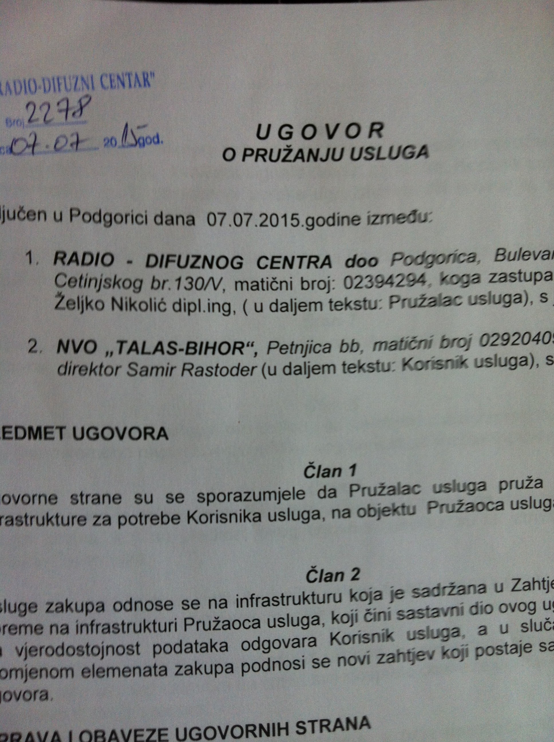 Potpisan ugovor sa RDC i dobijena saglasnost za montiranje opreme