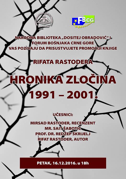 PROMOCIJA KNJIGE “HRONIKA ZLOČINA” U NOVOM PAZARU