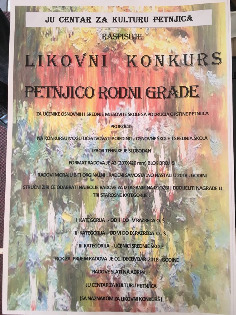 KONKURS ZA NAJBOLJI RAD NA TEMU “PETNJICO RODNI GRADE”