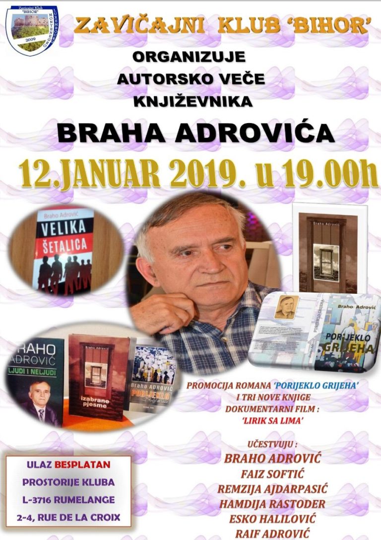 AUTORSKO VEČE BRAHA ADROVIĆA U LUKSEMBURGU