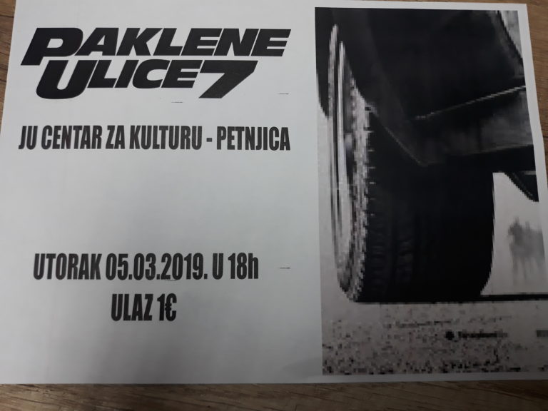 BIOSKOPSKI REPERTOAR U PETNJICI – SJUTRA “PAKLENE ULICE 7”