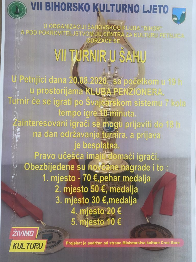 SJUTRA SEDMI OPŠTINSKI TURNIR U ŠAHU