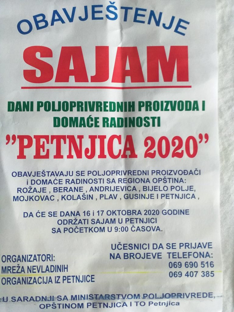 SAJAM POLJOPRIVREDE U PETNJICI 16. I 17. OKTOBRA