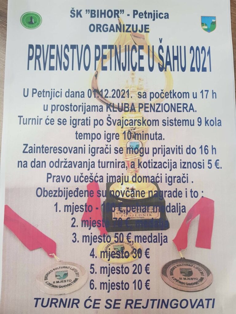 ŠK „Bihor“ organizuje šahovski turnir u Petnjici