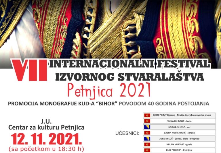 SJUTRA U PETNJICI INTERNACIONALNI FESTIVAL IZVORNOG STVARALAŠTVA