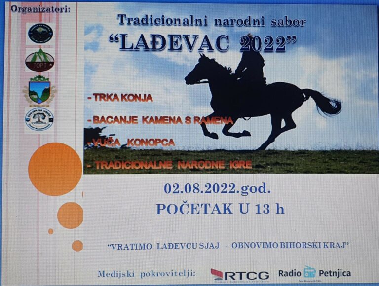 SJUTRA, 2. AVGUSTA, TRADICIONALNI SABOR “LAĐEVAC 2022”