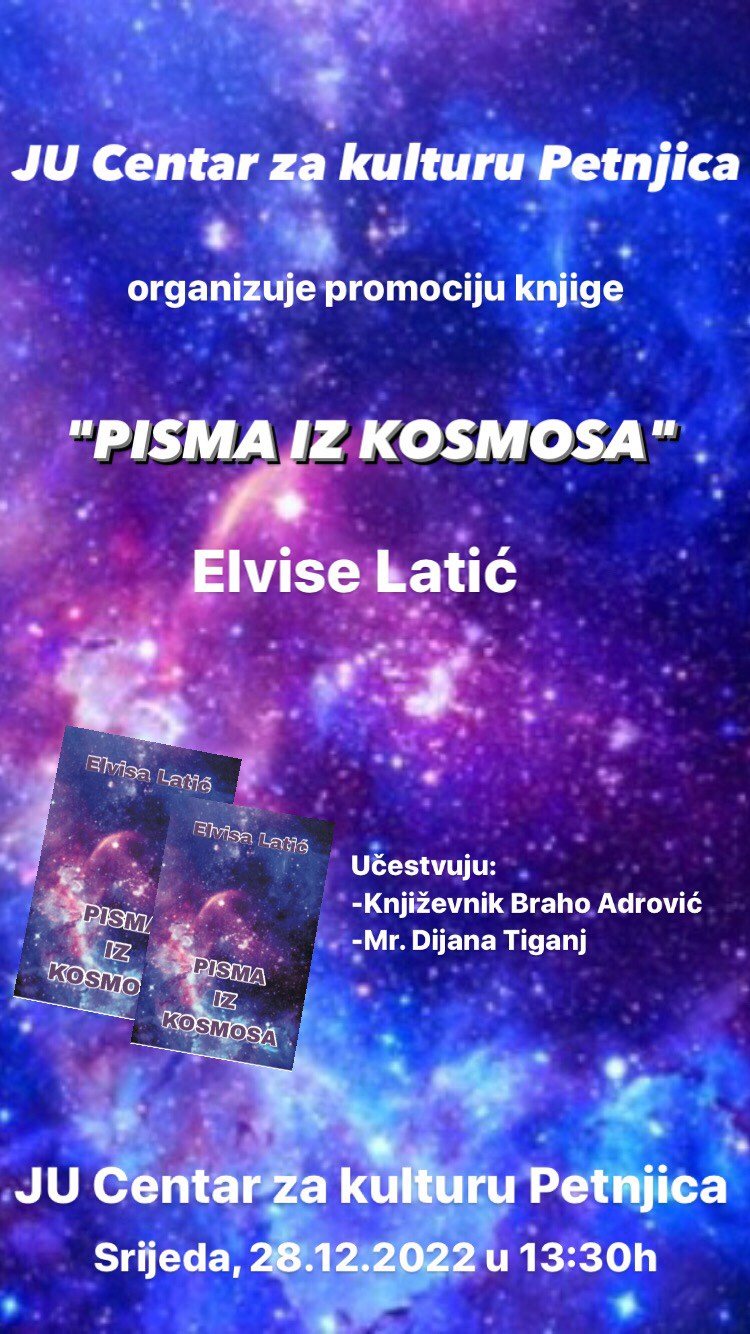 U CENTRU ZA KULTURU PETNJICA PROMOCIJA KNJIGE “PISMA U KOSMOSU”