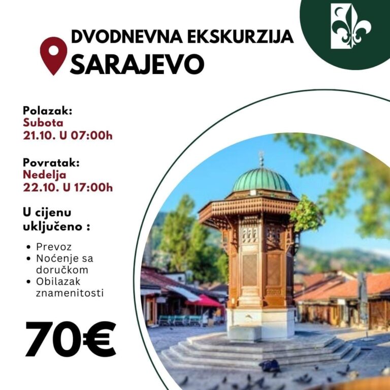 BKC organizuje dvodnevnu ekskurziju za SARAJEVO