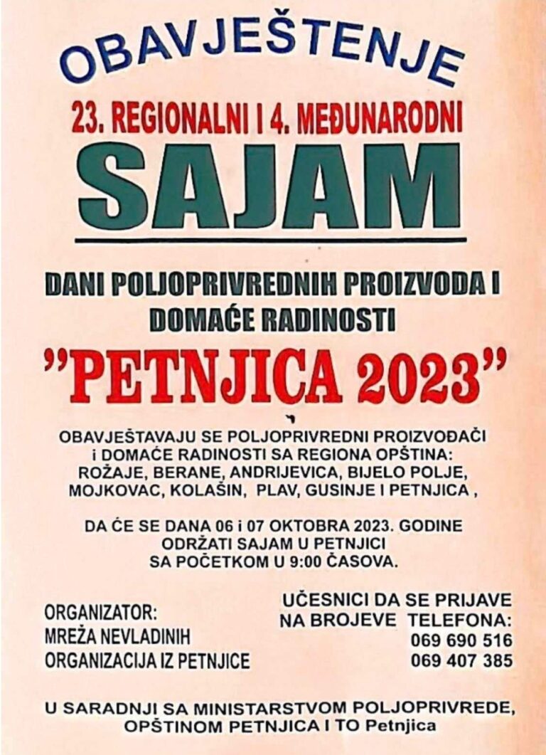 PRIJAVITE SE: Dani poljoprivrednih proizvoda i domaće radinosti