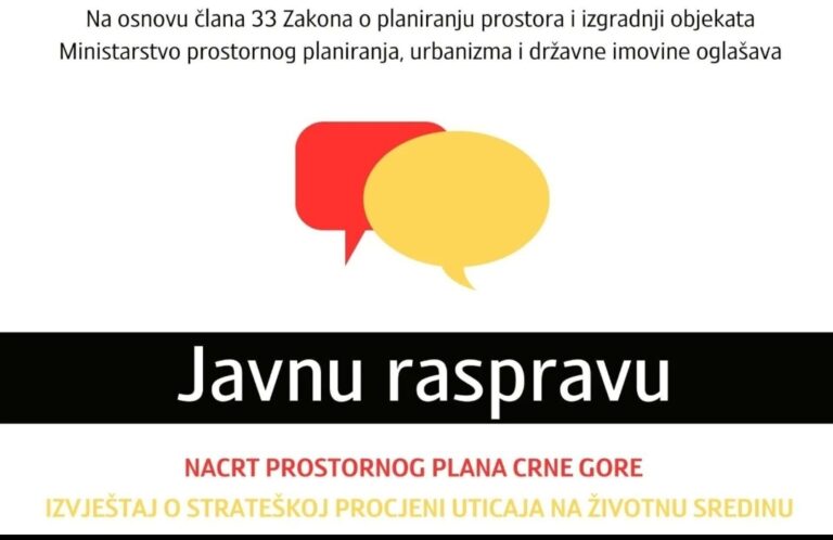 JAVNA RASPRAVA  O NACRTU PROSTORNOG PLANA CRNE GORE U PETNJICI 22. FEBRUARA