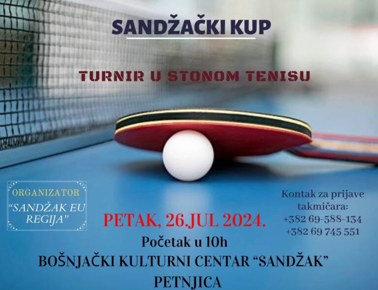 SANDŽAČKI KUP U STONOM TENISU