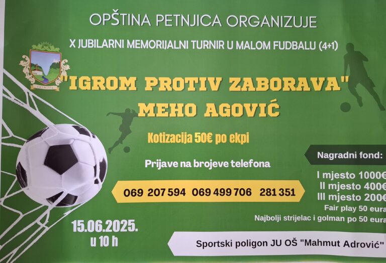IGROM PROTIV ZABORAVA – MEHO AGOVIĆ – TURNIR U MALOM FUDBALU