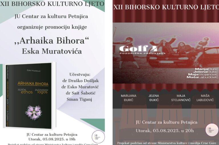 BIHORSKO KULTURNO LJETO: 5. AVGUSTA PROMOCIJA KNJIGE I PREDSTAVA