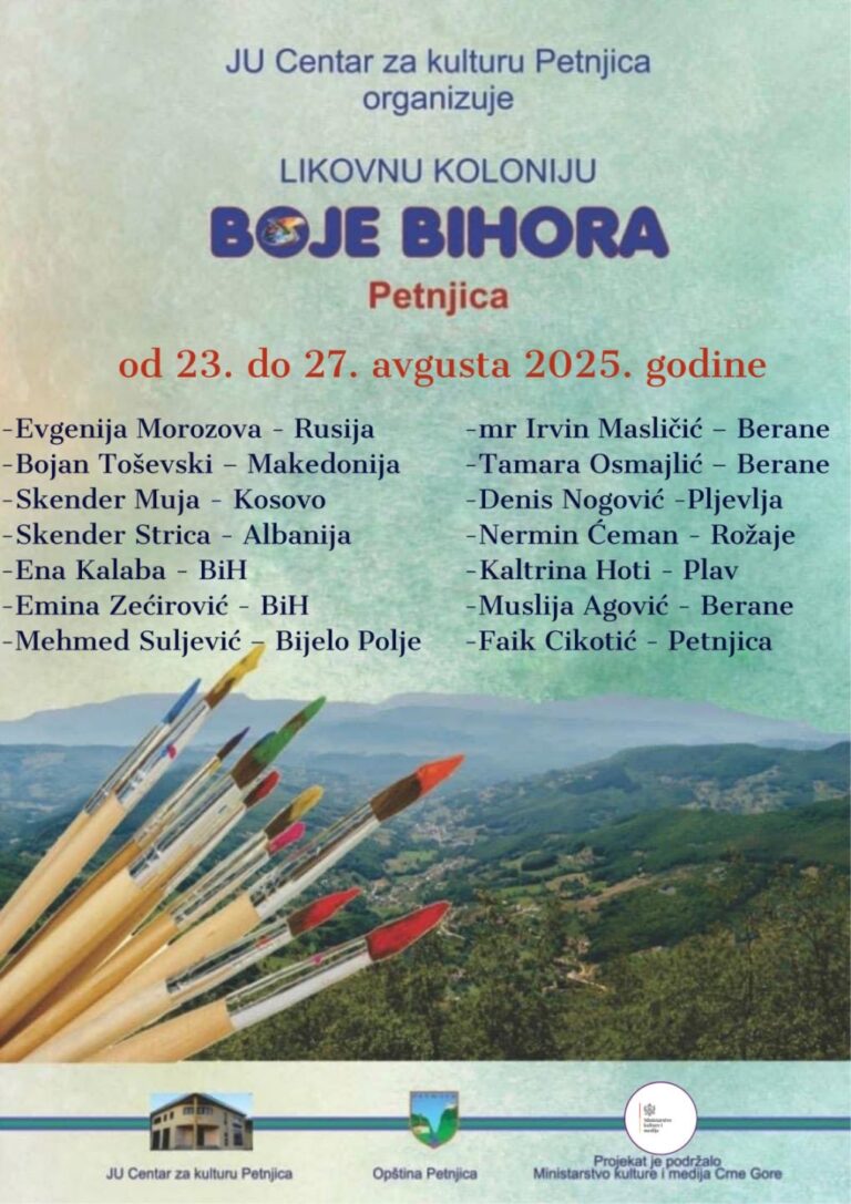 Likovna kolonija „Boje Bihora” od 23. do 27. avgusta u Petnjici