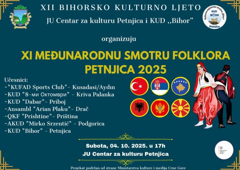 PETNJICA: XI Međunarodna smotra folklora 2025 – 4. oktobra u 17h