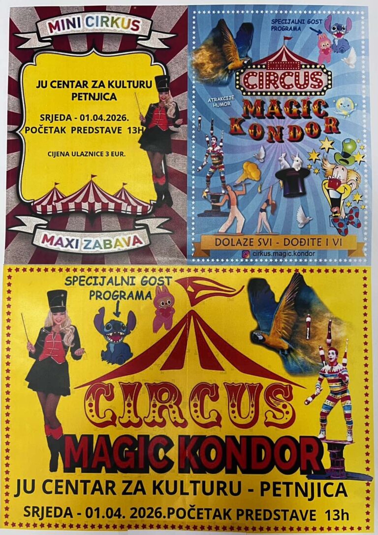 Mini cirkus stiže u Petnjicu: “Magic Kondor” 1. aprila u Centru za kulturu