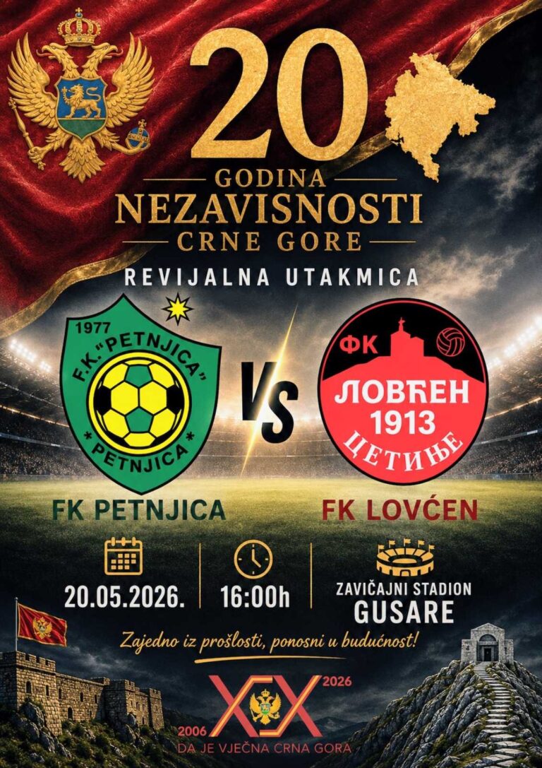 REVİJALNA UTAKMICA NA GUSARAMA: PETNJICA I LOVĆEN IGRAJU ZA 20 GODINA NEZAVISNOSTI CRNE GORE